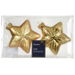 Lot de 2 suspensions en verre (H10 cm) Étoiles Céleste Or