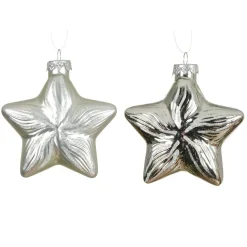 Lot de 2 suspensions en verre (H10 cm) Étoiles Céleste Argent