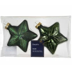 Lot de 2 suspensions en verre (H10 cm) Étoiles Céleste Vert Pin