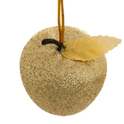 Lot de 6 suspensions (H6 cm) Pommes gourmandes Dorées pailletées