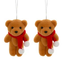Lot de 2 suspensions (H12 cm) Oursons mignons Marron clair