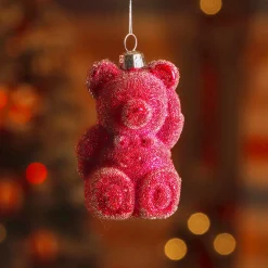 Lot de 2 suspensions (H8 cm) Ourson en sucre Rouge