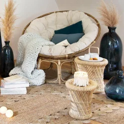 Lot de 2 tables d'appoint (H38-H30 cm) Corde naturelle Beige