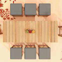 Lot de 2 tabourets hauts de jardin en bois d'acacia Bornéo Gris anthracite