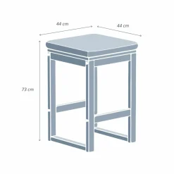 Lot de 2 tabourets hauts de jardin en bois d'acacia Bornéo Gris anthracite