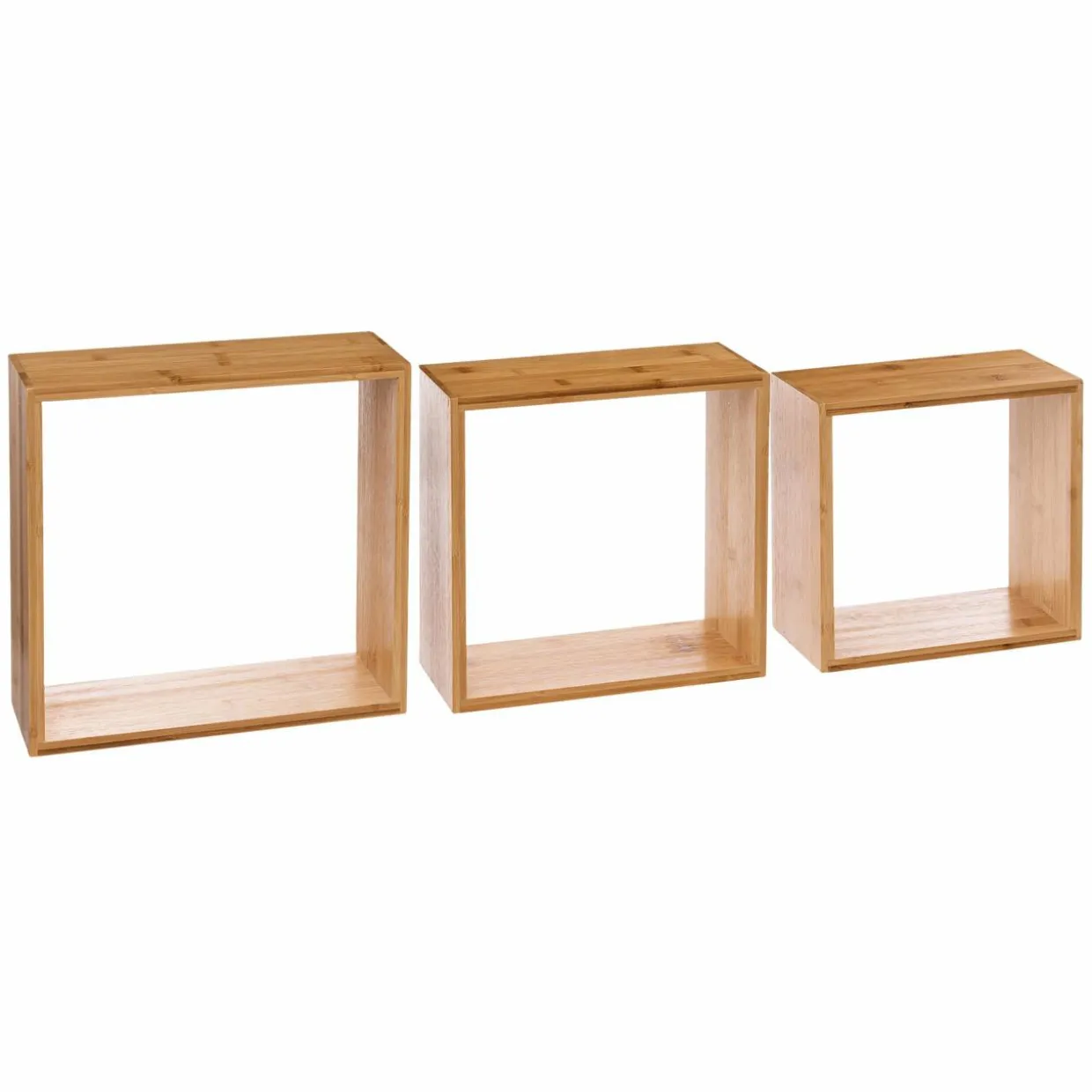 Lot de 3 étagères bambou (H15-20-25 cm) Cube Fixy Naturel