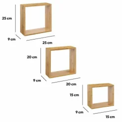 Lot de 3 étagères bambou (H15-20-25 cm) Cube Fixy Naturel