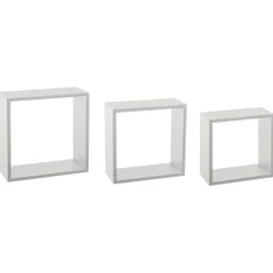 Lot de 3 étagères bois (H24-27-30 cm) Cube Blanc