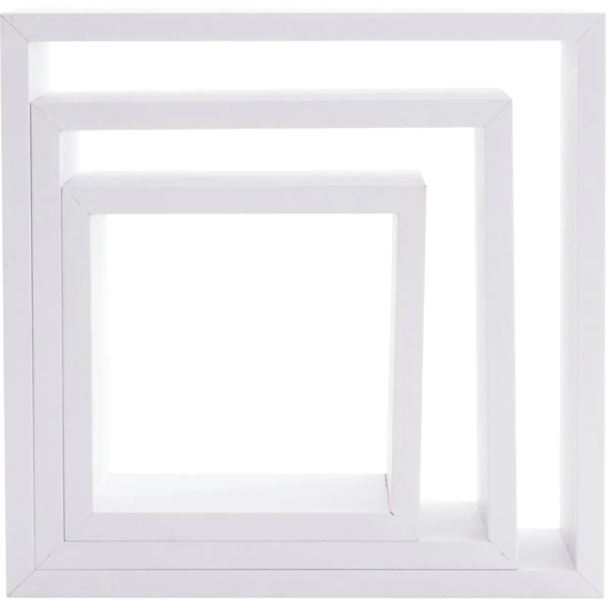 Lot de 3 étagères bois (H24-27-30 cm) Cube Blanc