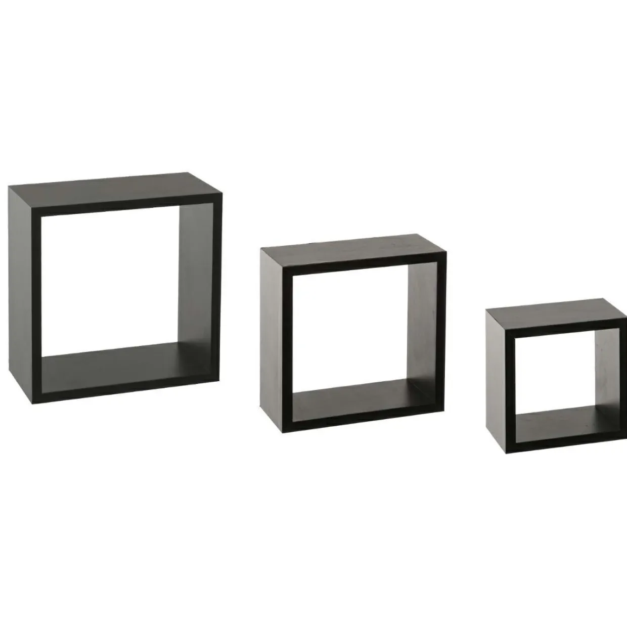 Lot de 3 étagères bois (H15-20-25 cm) Cube Noir