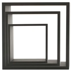 Lot de 3 étagères bois (H15-20-25 cm) Cube Noir