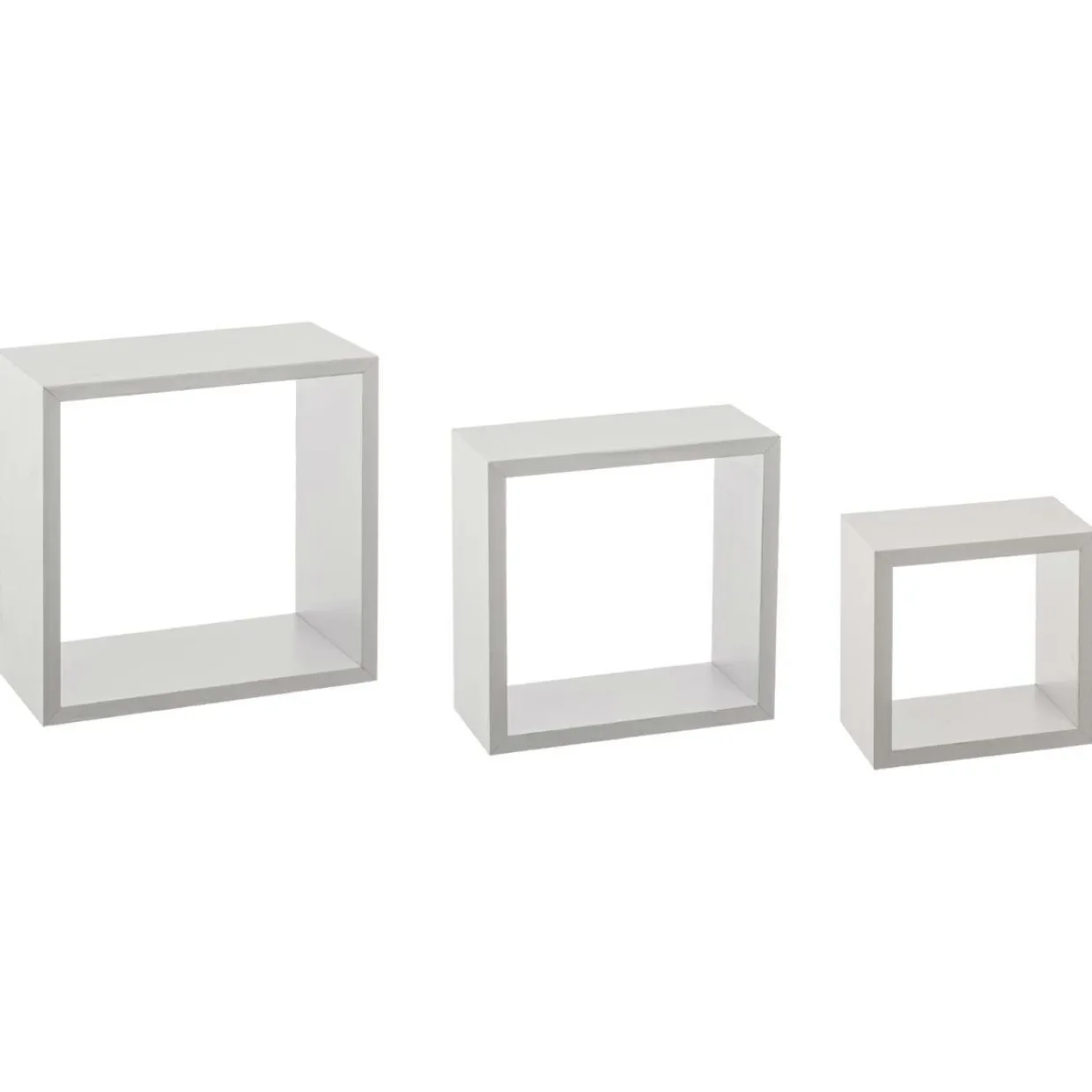 Lot de 3 étagères bois (H15-20-25 cm) Cube Blanc