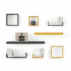 Lot de 3 étagères bois (H15-20-25 cm) Cube Blanc