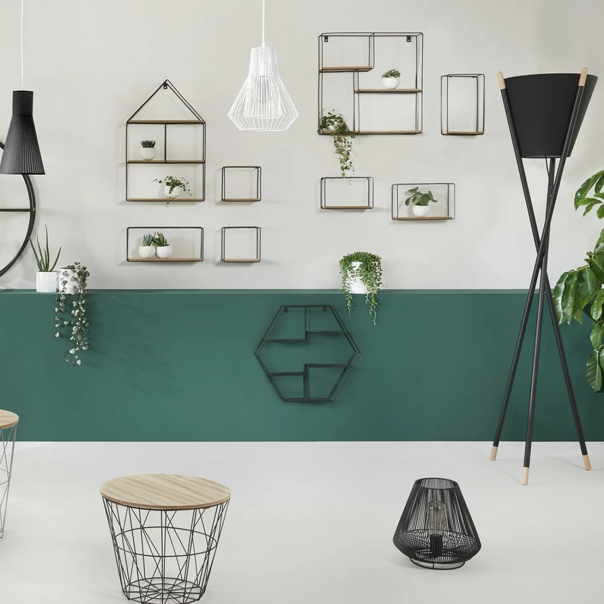 Lot de 4 étagères murales Angela Noir