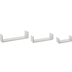 Lot de 3 étagères murales en bois (L22-32-42 cm) Bord Blanc