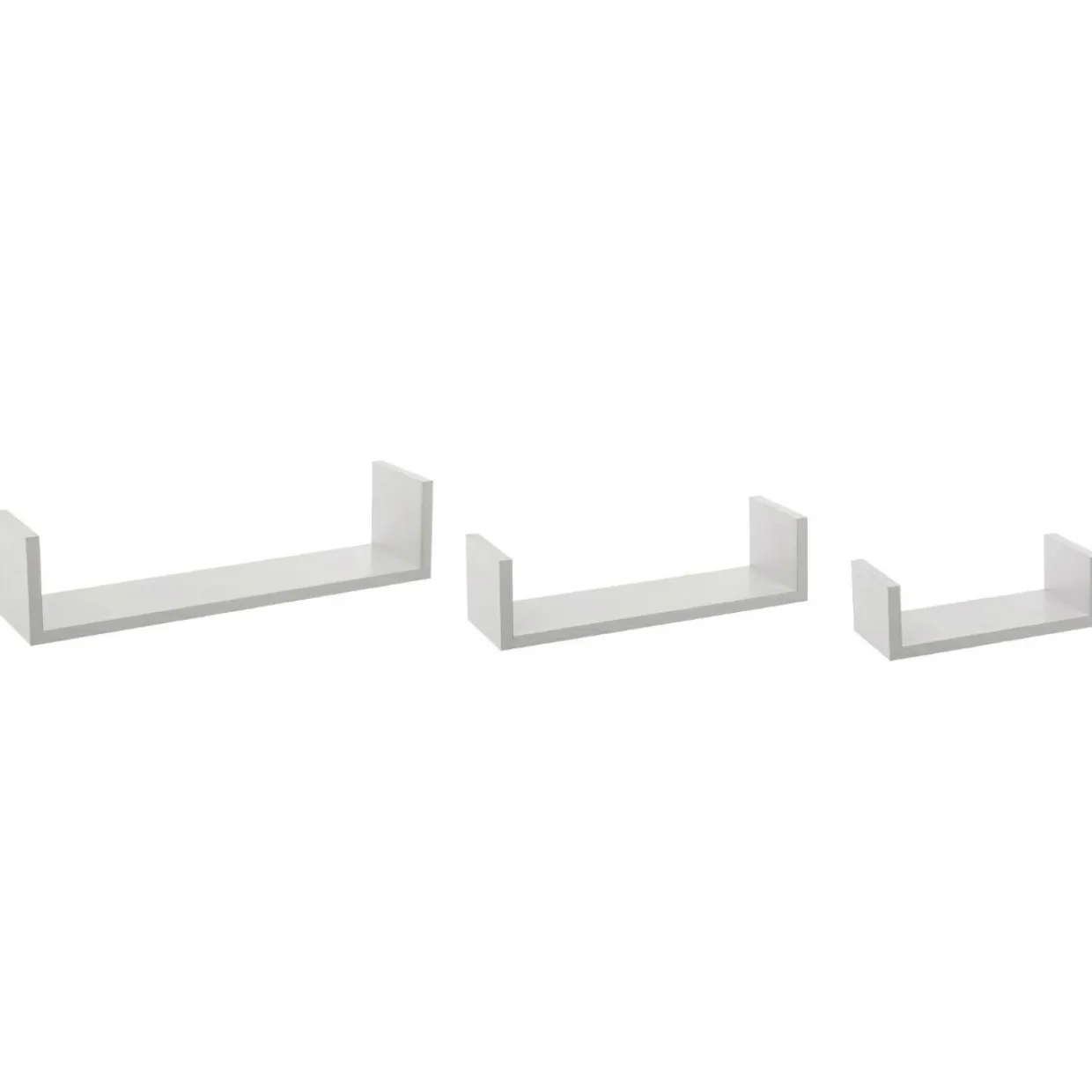 Lot de 3 étagères murales en bois (L22-32-42 cm) Bord Blanc