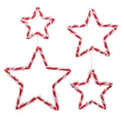 Lot de 4 étoiles de Noël à suspendre (H38 cm) Star Rouge