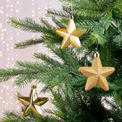 Lot de 6 étoiles de Noël à suspendre (H7 cm) Alpine Or