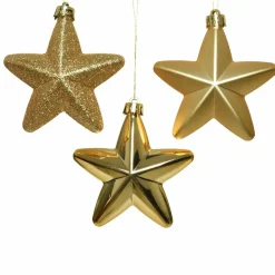 Lot de 6 étoiles de Noël à  suspendre (H7 cm) Alpine Or