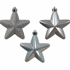 Lot de 6 étoiles de Noël à suspendre (H7 cm) Alpine Gris marbre