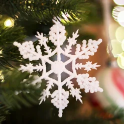 Lot de 12 étoiles de Noël à suspendre (H10 cm) Morzine Blanc