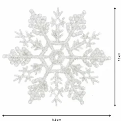 Lot de 12 étoiles de Noël à suspendre (H10 cm) Morzine Blanc