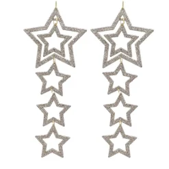 Lot de 2 étoiles de Noël à suspendre (H7,50 cm) Cassiopéa Champagne