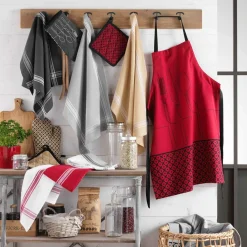 Lot de 2 torchons coton recyclé Cuisiline Bordeaux