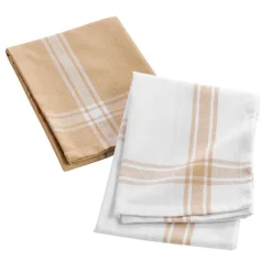 Lot de 2 torchons coton recyclé Cuisiline Beige