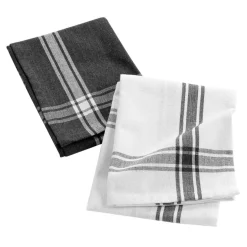Lot de 2 torchons coton recyclé Cuisiline Gris anthracite