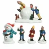 Lot de figurines et accessoires amusement dans la neige pour village