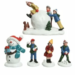 Lot de figurines et accessoires amusement dans la neige pour village