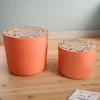 Lots de 2 poufs de rangement gigognes enfant bois (H31 et 24 cm) Renardeau Terracotta