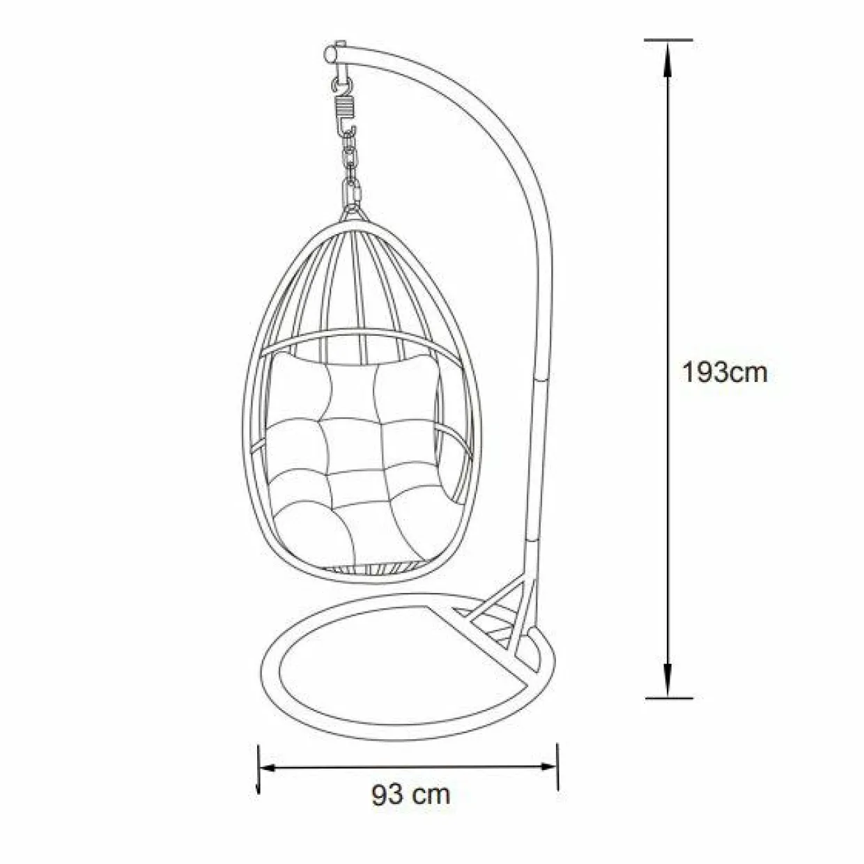 Loveuse suspendue en résine tressée Coral Gris anthracite