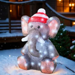 Éléphant lumineux 70 LED (H46 cm) Lulu Blanc Froid