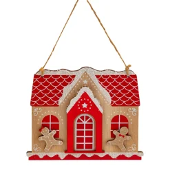 Maison à suspendre en bois (H15 cm) Heureux pain d'épices Rouge