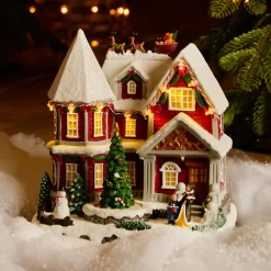 Maison de village illuminée musicale et animée à piles (H23 cm) Camden Street