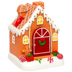 Maisonnette lumineuse, musicale et animée à piles (H16 cm) Joyeux Pain d'épices