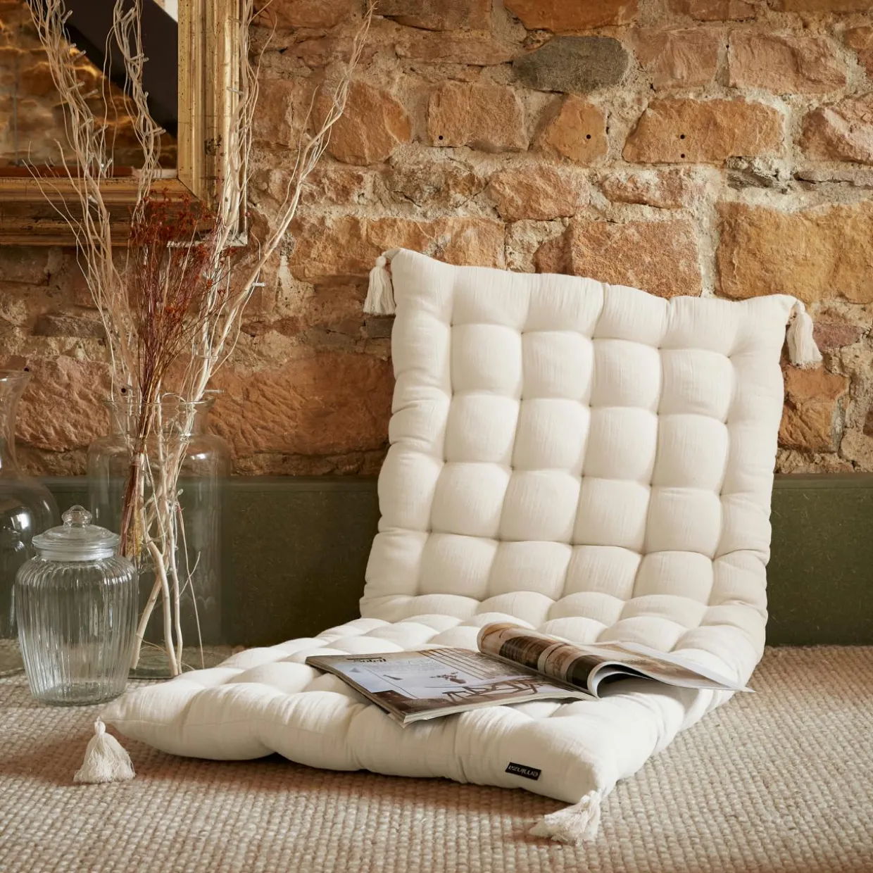 Matelas de sol gaze de coton (60 x 120 cm) Gaïa Beige pampa