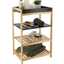Meuble de rangement bambou 4 étagères (H70 cm) Harmonie Noir