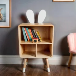 Meuble de rangement enfant 3 cases bois (H76,5 cm) Lapin Beige