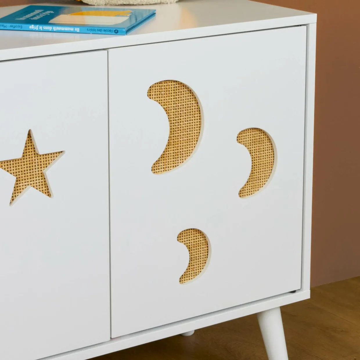 Meuble de rangement enfant bois 2 portes (H65 cm) Stars Blanc
