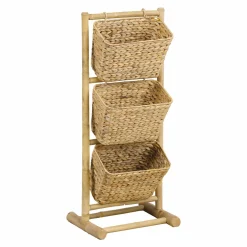 Meuble incliné 3 paniers bambou et jacinthe d'eau (40 x H92 cm) Hanoï