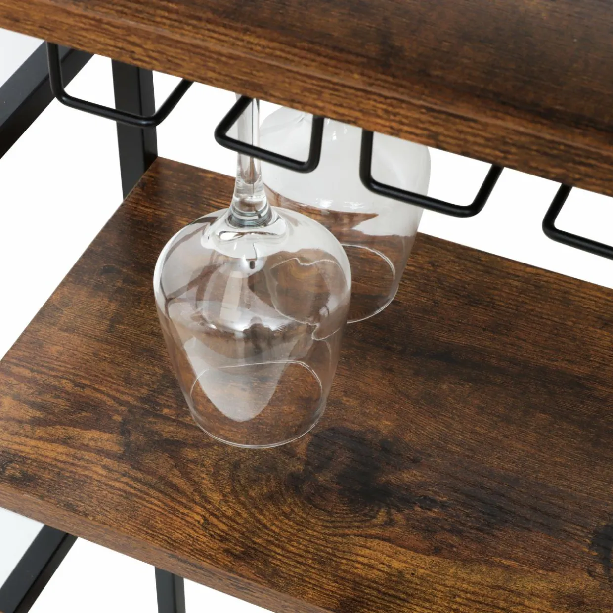 Meuble range-bouteilles industriel 18 emplacements et porte-verres (H82 cm) Paul Marron