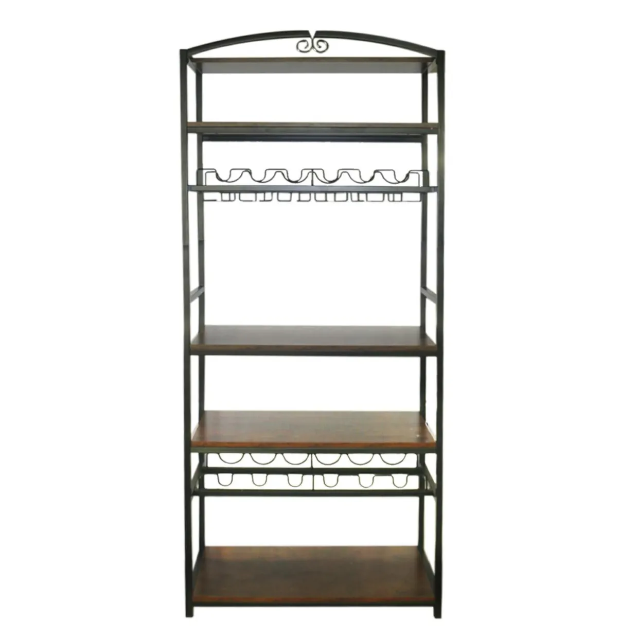 Meuble range-bouteilles industriel 12 emplacements et porte-verres (H180 cm) Pablo Marron