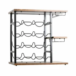 Meuble range-bouteilles industriel 12 emplacements et porte-verres (H50 cm) Arthur Noir