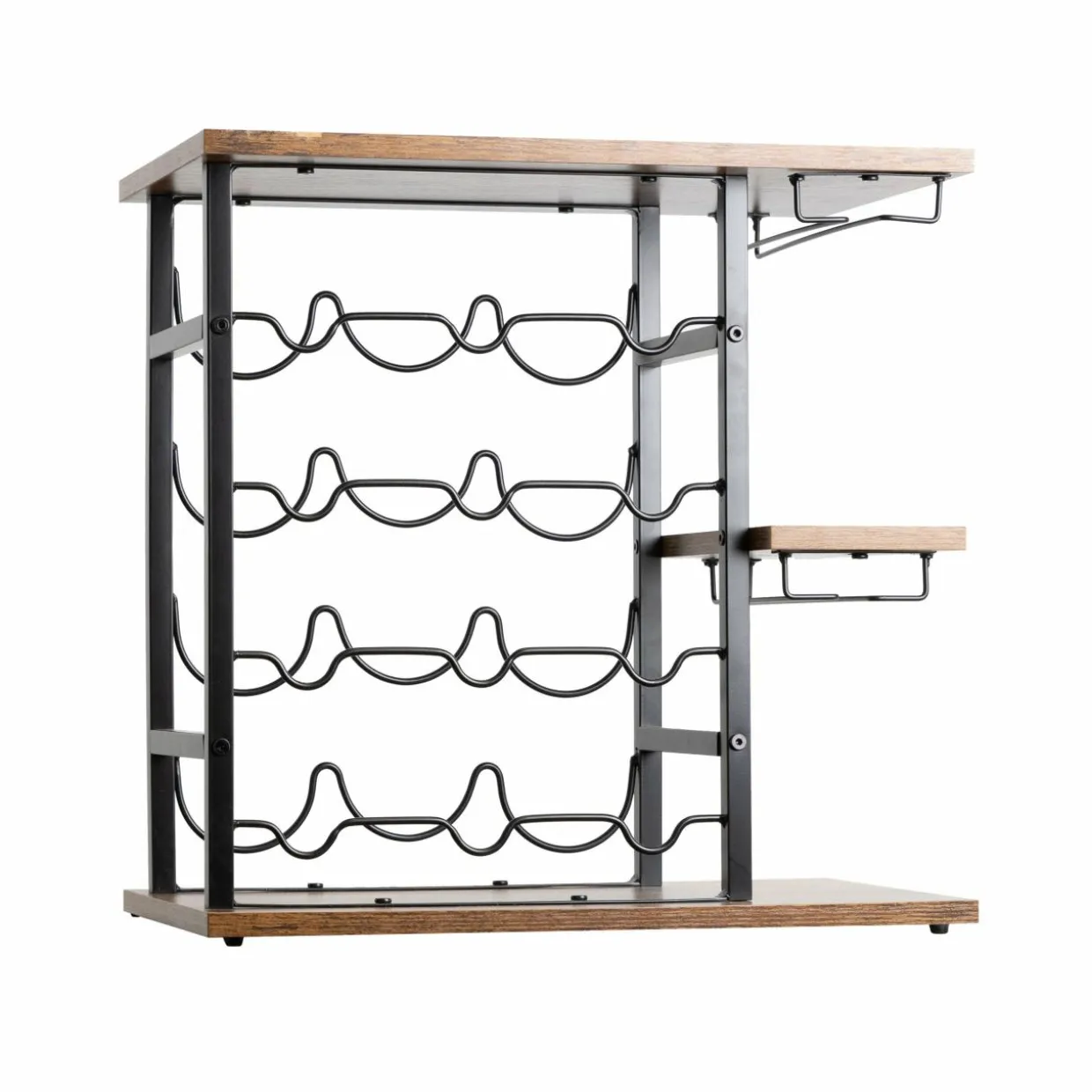 Meuble range-bouteilles industriel 12 emplacements et porte-verres (H50 cm) Arthur Noir