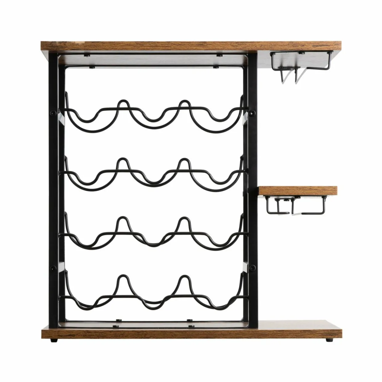 Meuble range-bouteilles industriel 12 emplacements et porte-verres (H50 cm) Arthur Noir