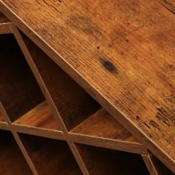 Meuble range-bouteilles industriel 32 emplacements et porte-verres (H180 cm) Marceau Marron