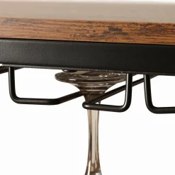 Meuble range-bouteilles industriel 32 emplacements et porte-verres (H180 cm) Marceau Marron